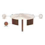 Varenna Marble Top And Acacia Wood Base Coffee Table in Cream