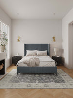 Promenade Velvet Upholstered Queen Bed in Gray