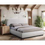 Vaughn Linen Textured Fabric Upholstered King Bed in Cream