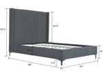 Promenade Velvet Upholstered Queen Bed in Gray