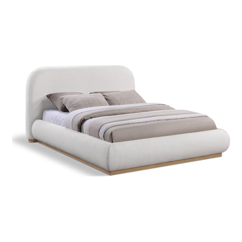 Vaughn Linen Textured Fabric Upholstered Queen Bed in Cream