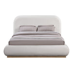 Vaughn Linen Textured Fabric Upholstered Queen Bed in Cream