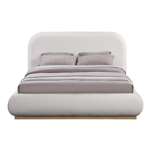 Vaughn Linen Textured Fabric Upholstered Queen Bed in Cream