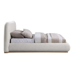 Vaughn Linen Textured Fabric Upholstered Queen Bed in Cream