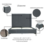 Promenade Velvet Upholstered Queen Bed in Gray