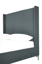 Promenade Velvet Upholstered Queen Bed in Gray