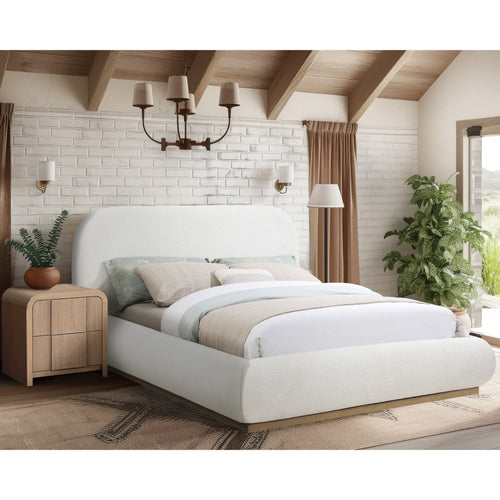 Vaughn Boucle Fabric Upholstered King Bed in Cream