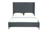 Promenade Velvet Upholstered Queen Bed in Gray