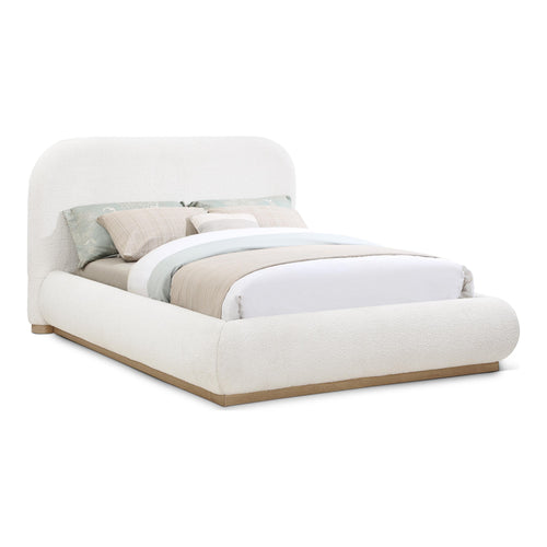 Vaughn Boucle Fabric Upholstered Queen Bed in Cream