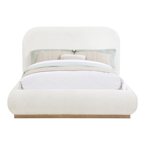 Vaughn Boucle Fabric Upholstered Queen Bed in Cream