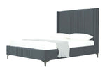Promenade Velvet Upholstered Queen Bed in Gray