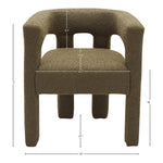Athena Boucle Fabric Upholstered Accent / Dining Chair in Olive Green