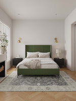 Promenade Velvet Upholstered Queen Bed in Moss Green