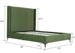 Promenade Velvet Upholstered Queen Bed in Moss Green