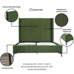 Promenade Velvet Upholstered Queen Bed in Moss Green