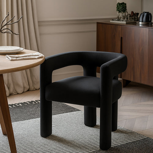 Athena Velvet Upholstered Dining Chair in Black