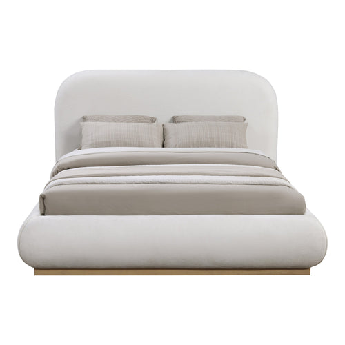 Vaughn Chenille Fabric Upholstered Queen Bed in Cream