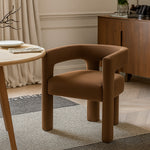 Athena Velvet Upholstered Dining Chair in Brown