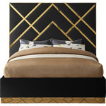 Vector Velvet Upholstered King Bed in Black