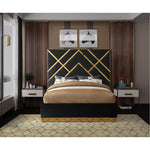 Vector Velvet Upholstered King Bed in Black