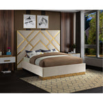 Vector Velvet Upholstered King Bed in Cream