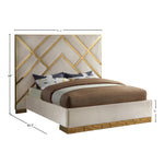 Vector Velvet Upholstered King Bed in Cream