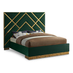 Vector Velvet Upholstered King Bed in Green