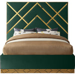 Vector Velvet Upholstered King Bed in Green