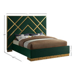 Vector Velvet Upholstered King Bed in Green