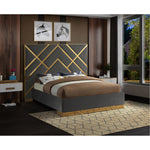Vector Velvet Upholstered King Bed in Grey