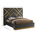 Vector Velvet Upholstered King Bed in Grey
