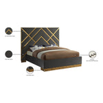 Vector Velvet Upholstered King Bed in Grey