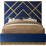 Vector Velvet Upholstered King Bed in Navy