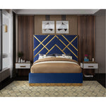Vector Velvet Upholstered King Bed in Navy