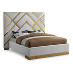 Vector Velvet Upholstered King Bed in White