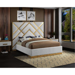 Vector Velvet Upholstered King Bed in White