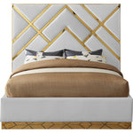Vector Velvet Upholstered King Bed in White