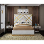 Vector Velvet Upholstered King Bed in White