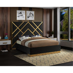Vector Velvet Upholstered Queen Bed in Black