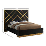 Vector Velvet Upholstered Queen Bed in Black
