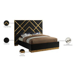Vector Velvet Upholstered Queen Bed in Black