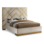 Vector Velvet Upholstered Queen Bed in Cream