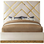 Vector Velvet Upholstered Queen Bed in Cream