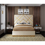 Vector Velvet Upholstered Queen Bed in Cream