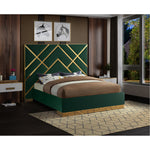 Vector Velvet Upholstered Queen Bed in Green