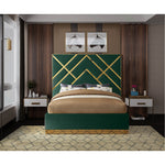 Vector Velvet Upholstered Queen Bed in Green