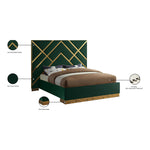 Vector Velvet Upholstered Queen Bed in Green