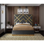 Vector Velvet Upholstered Queen Bed in Grey