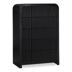 Fluted Solid Wood And Oak Veneer Chest in Black