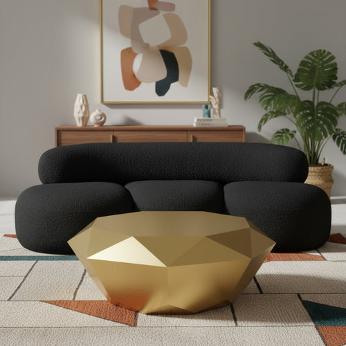 Venti 88.5" Boucle Fabric Upholstered Sofa in Black